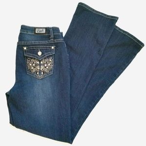 Earl Jeans Bedazzled Dark Wash Bootcut Jeans Sz 6